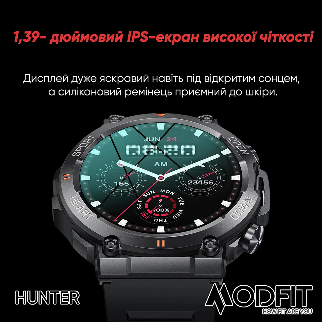 Розумні годинники Modfit Полімер Сталь 36 мм Чорні