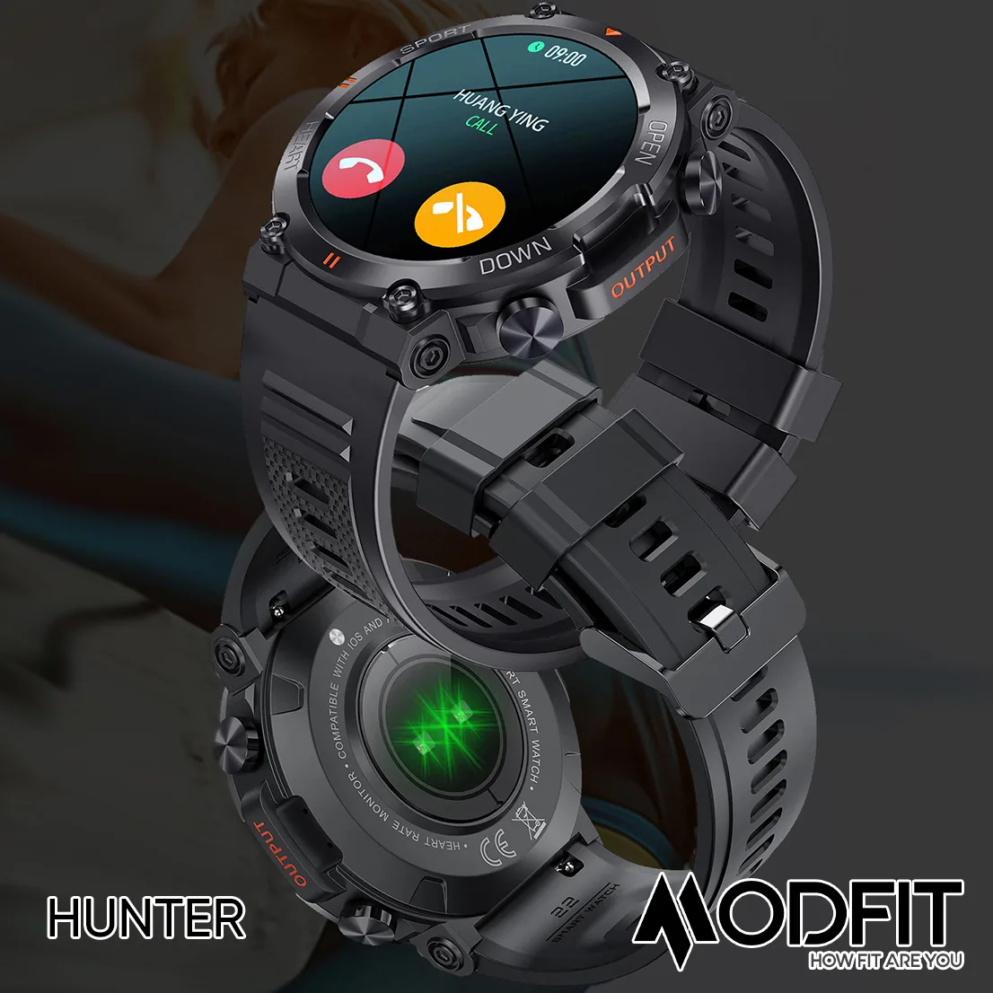 Розумні годинники Modfit Полімер Сталь 36 мм Чорні