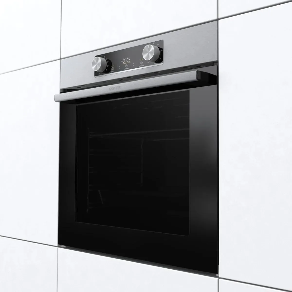 Електрична духова шафа Gorenje, 77 л, клас енергоефективності A+, з дисплеєм, нержавіюча сталь.