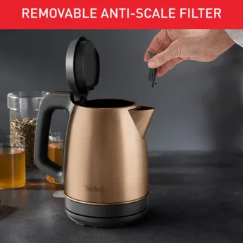 Електрочайник Tefal Coppertinto 1.7л, Strix, з нержавіючої сталі, бронзового кольору.
