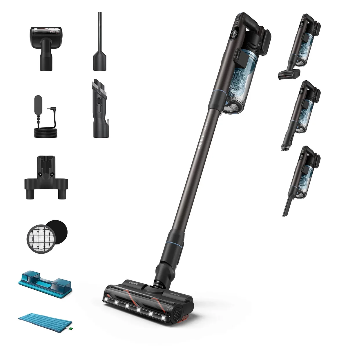 Безпровідний пилосос Philips Aqua Series 7000 для вологого прибирання, об'єм контейнера 0.6 л, автономна робота до 80 хв, LED підс