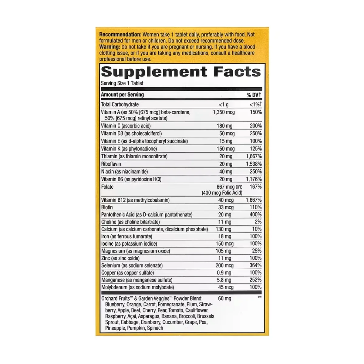 Once Daily Women Ultra Multivitamin Nature's Way 60 табл