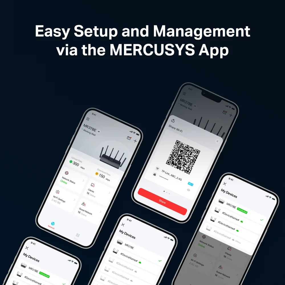 Маршрутизатор MERCUSYS MR37BE BE6500, 2xGE LAN, 1x2.5GE LAN, 1x2.5GE WAN, MESH