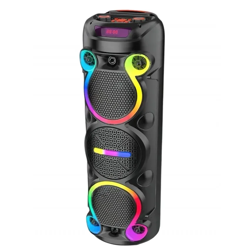 Портативна колонка Bluetooth 16W 3 динаміка пластик чорна 165 мм