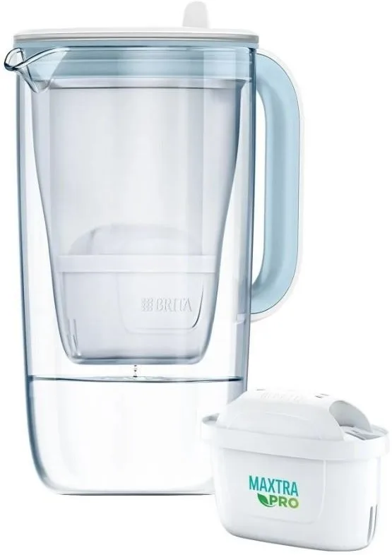 Фильтр-кувшин Brita Glass Jug One, стеклянный, 25 л (17 л очищенной воды) с фильтрующим картриджем, синий