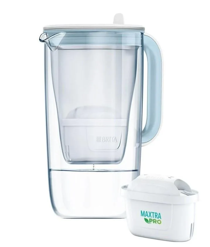 Фильтр-кувшин Brita Glass Jug One, стеклянный, 25 л (17 л очищенной воды) с фильтрующим картриджем, синий