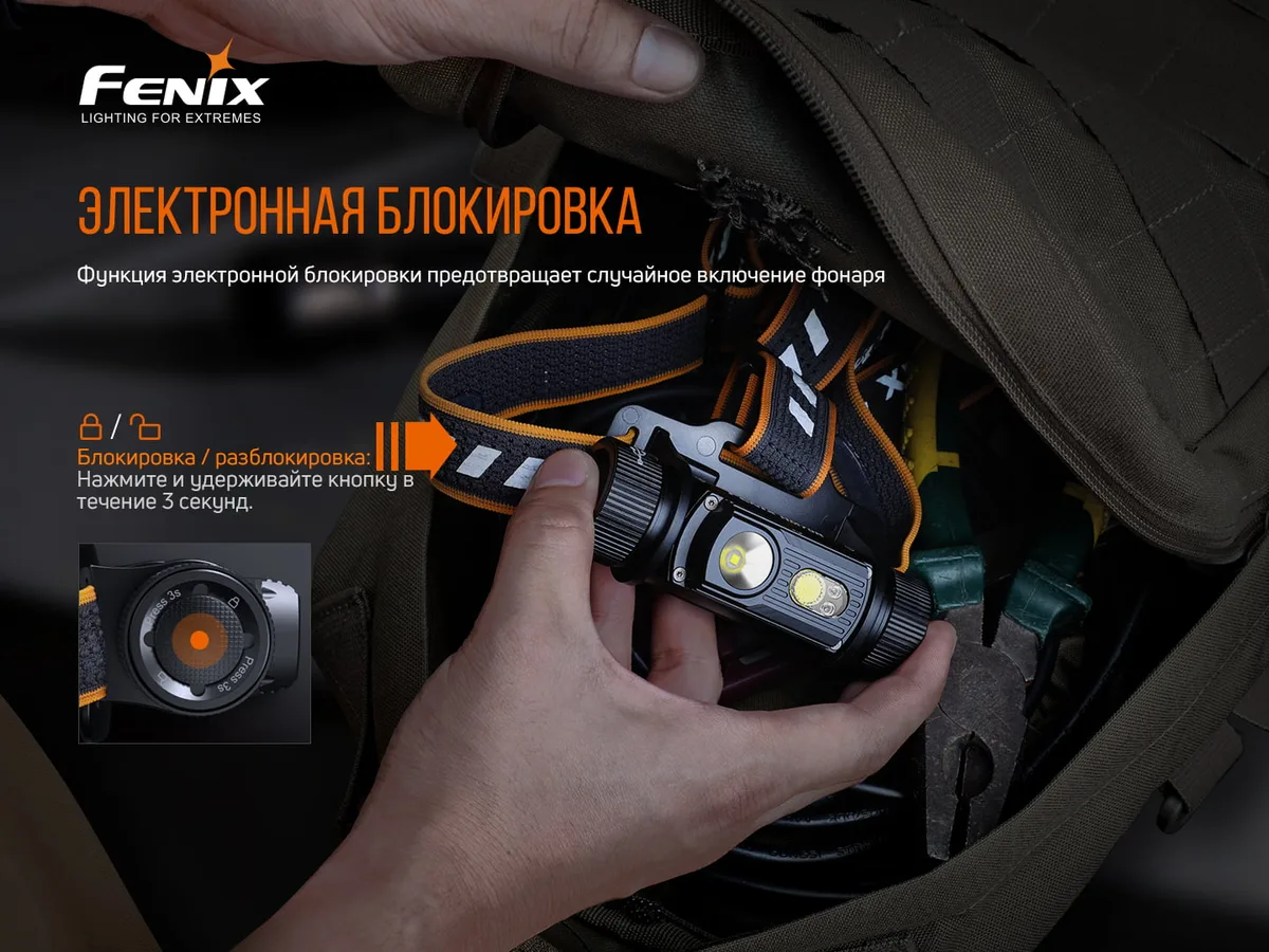 Ліхтар налобний Fenix алюміній 94,5х51х46 мм білий червоний