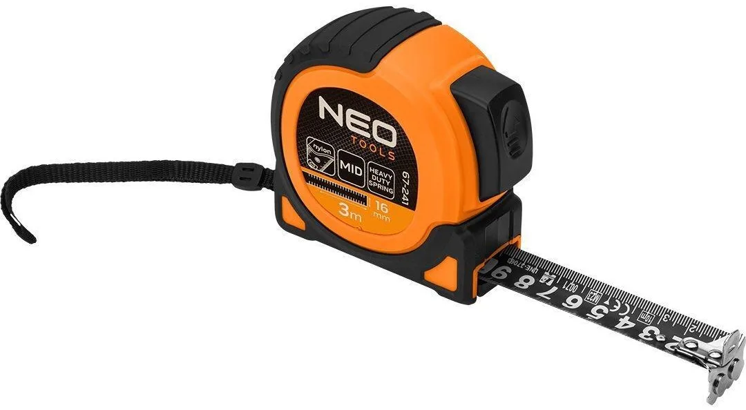 Рулетка Neo Tools Ultra Black, 3м x 16мм, з фіксатором та магнітом.