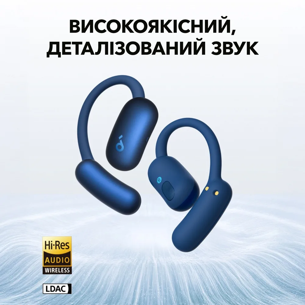 Гарнитура Anker беспроводная пластиковая синяя для спорта с влагозащитой IP55.