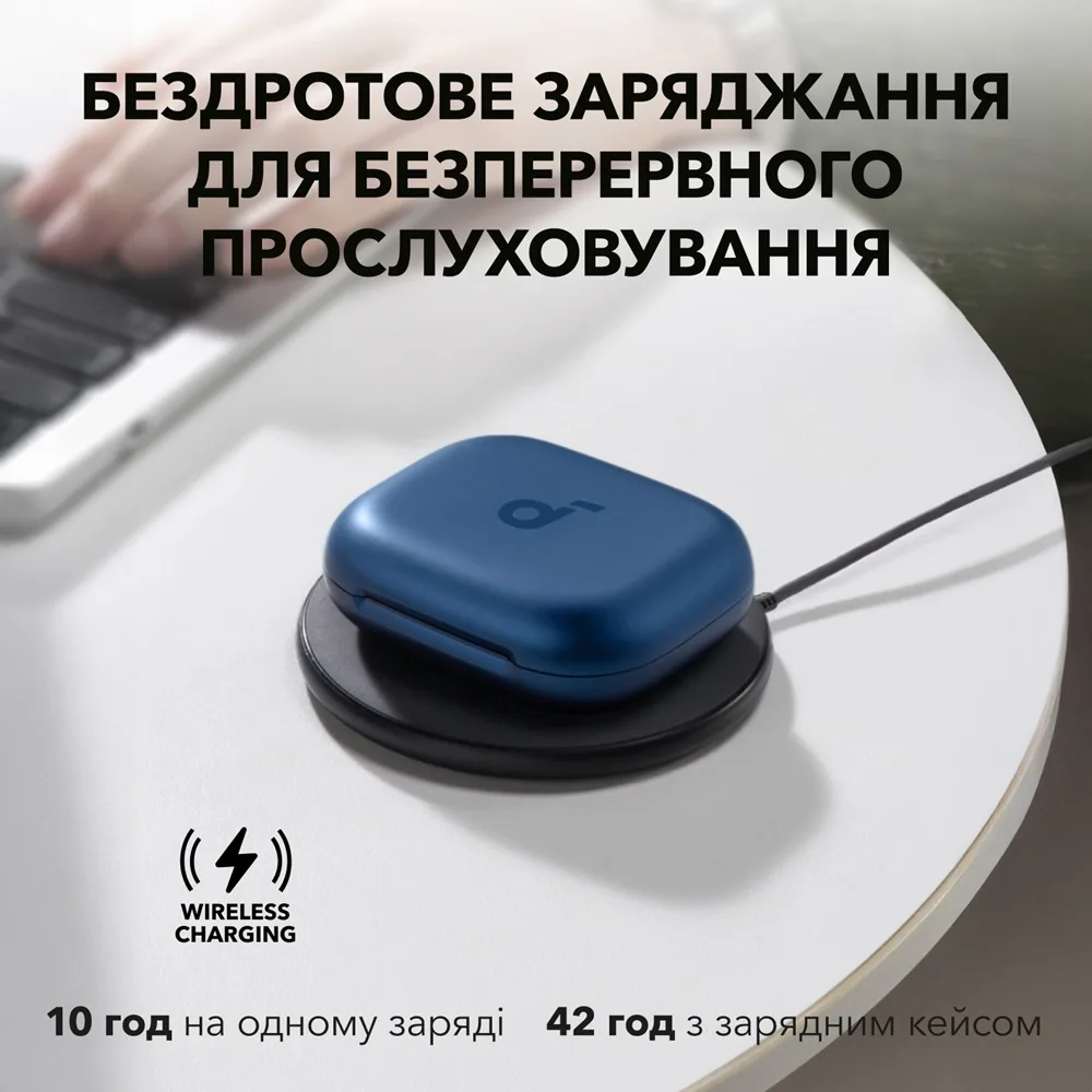 Гарнитура Anker беспроводная пластиковая синяя для спорта с влагозащитой IP55.