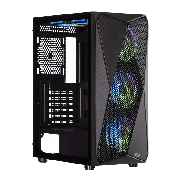 Корпус 2E GAMING Aruba G3313B, без БЖ 1xUSB3.0, 2xUSB2.0, 5x120мм ARGB, VGA 300мм, LCS ready, HUB, TG боковая панель, ATX, черный.