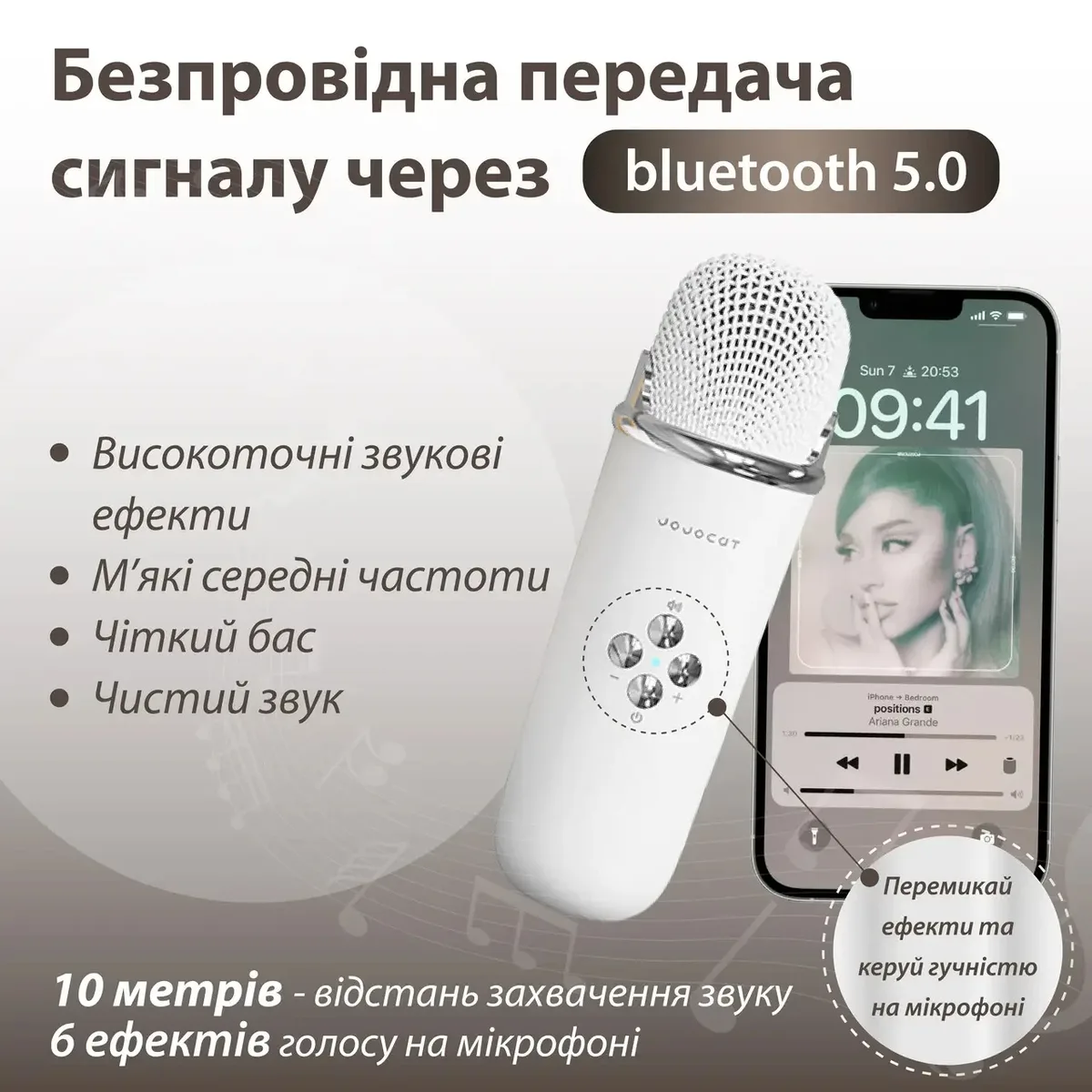 Портативна колонка з мікрофоном Bluetooth 5 Вт пластикова біла IPX5