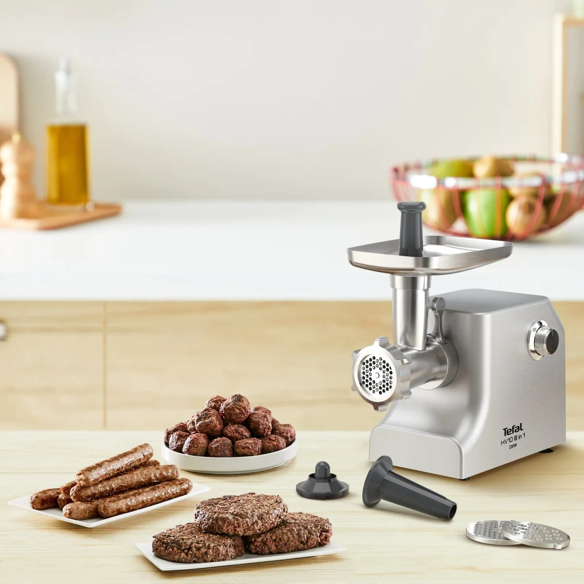 М'ясорубка Tefal 2200 Вт 5,5 кг/хв Срібляста металевий корпус 37,2х16,7х31,5 см