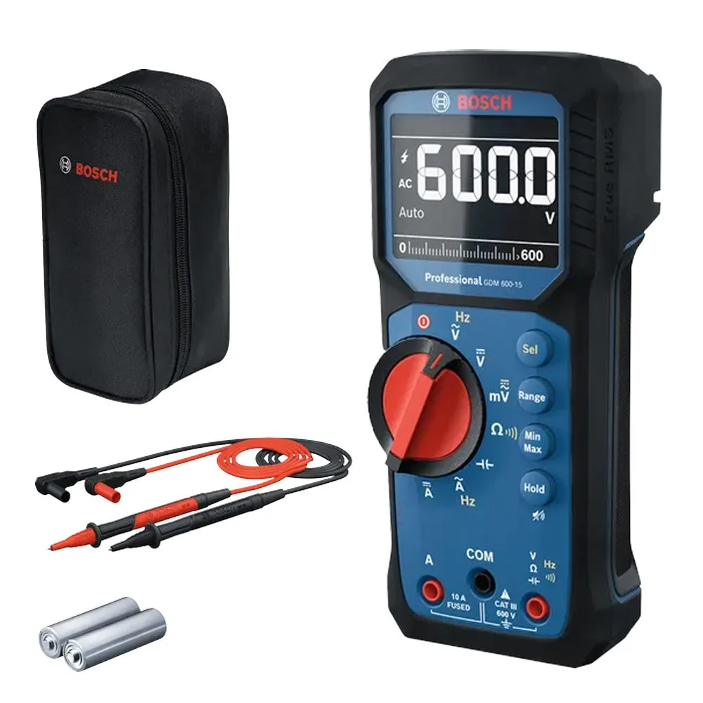 Цифровий мультиметр Bosch Professional GDM 600-15, 0-600В, LCD-дисплей, 2AAх1.5В.