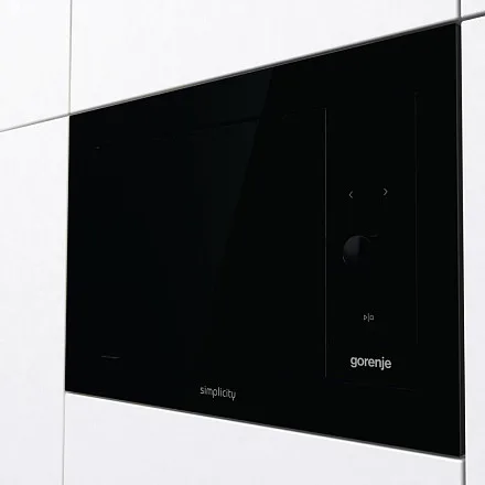 Вбудована мікрохвильова піч Gorenje Simplicity, 23 л, механічне управління, 900 Вт, гриль, дисплей, чорна.