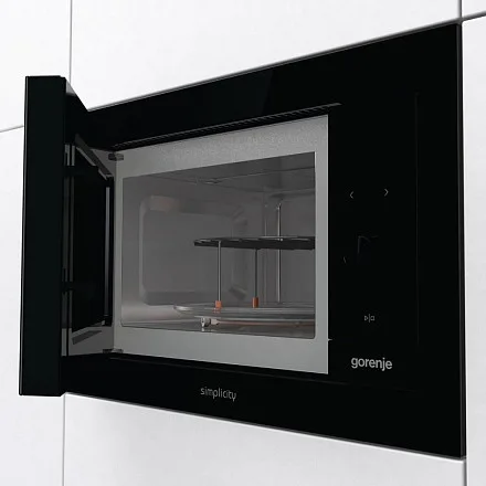 Вбудована мікрохвильова піч Gorenje Simplicity, 23 л, механічне управління, 900 Вт, гриль, дисплей, чорна.