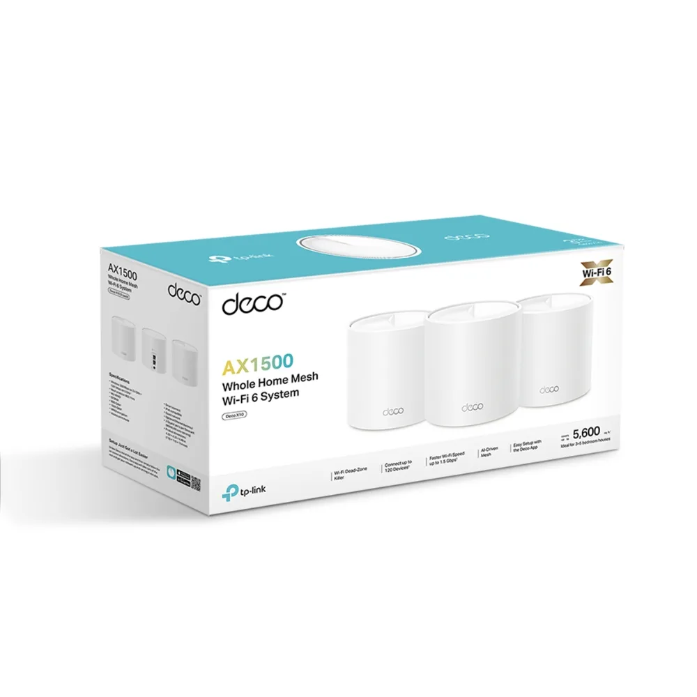 Система WiFi-Mesh TP-LINK Deco X10 AX1500, 1xGE LAN, 1xGE WAN, 3мод