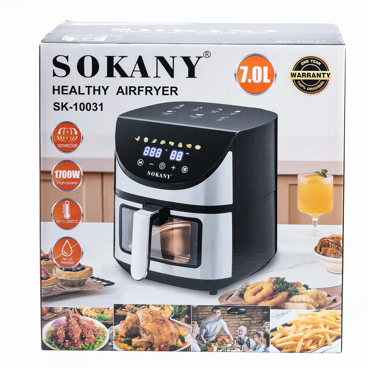 Аерогриль-фритюрниця Sokany 7 л 1800 Вт чорна