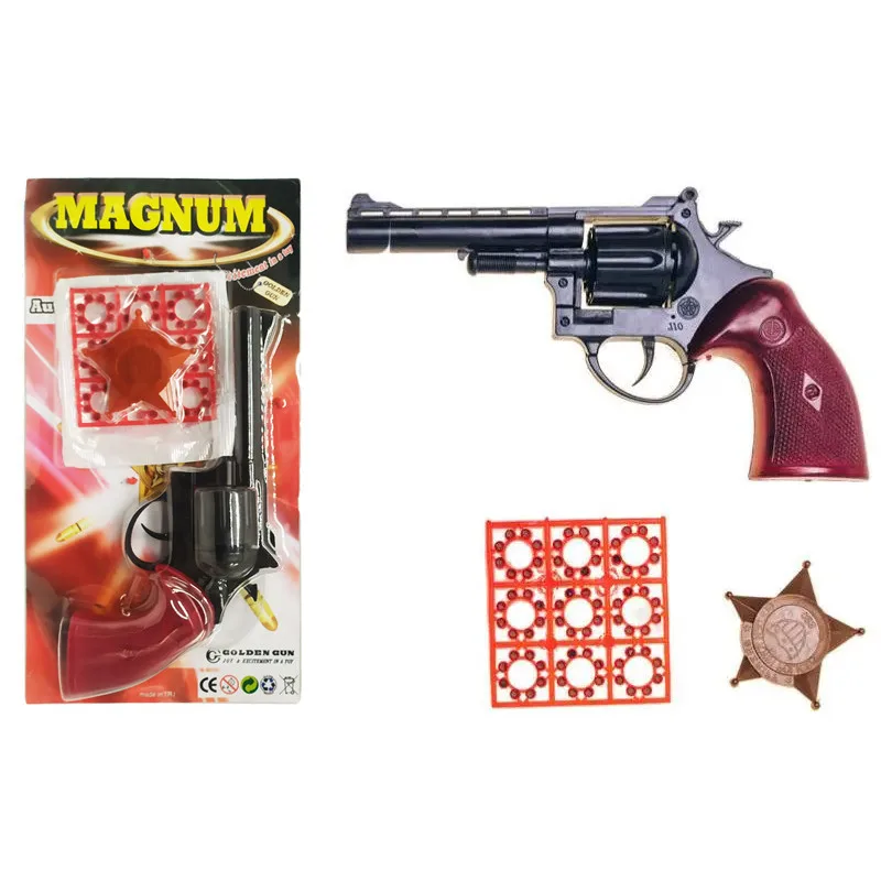 Игрушечный револьвер Golden Gun пластик 22х13х3,5 см чёрный с пистонами 280GG