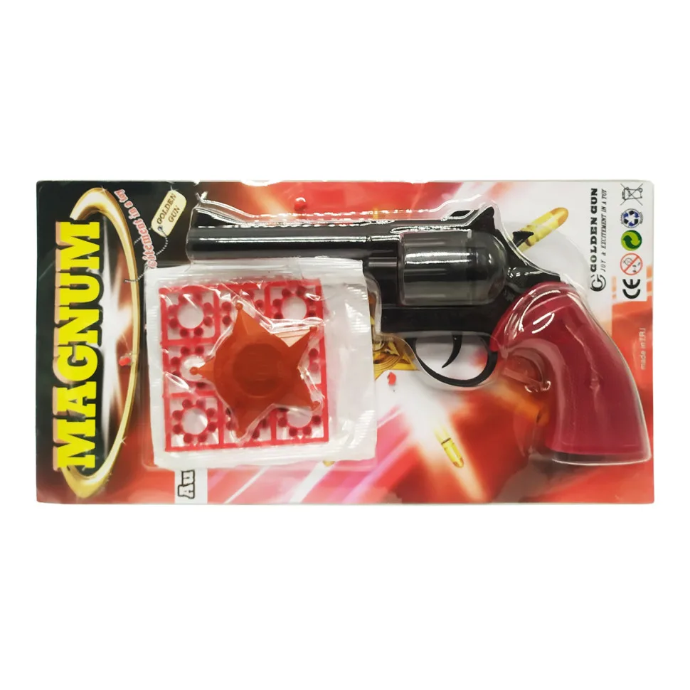 Игрушечный револьвер Golden Gun пластик 22х13х3,5 см чёрный с пистонами 280GG