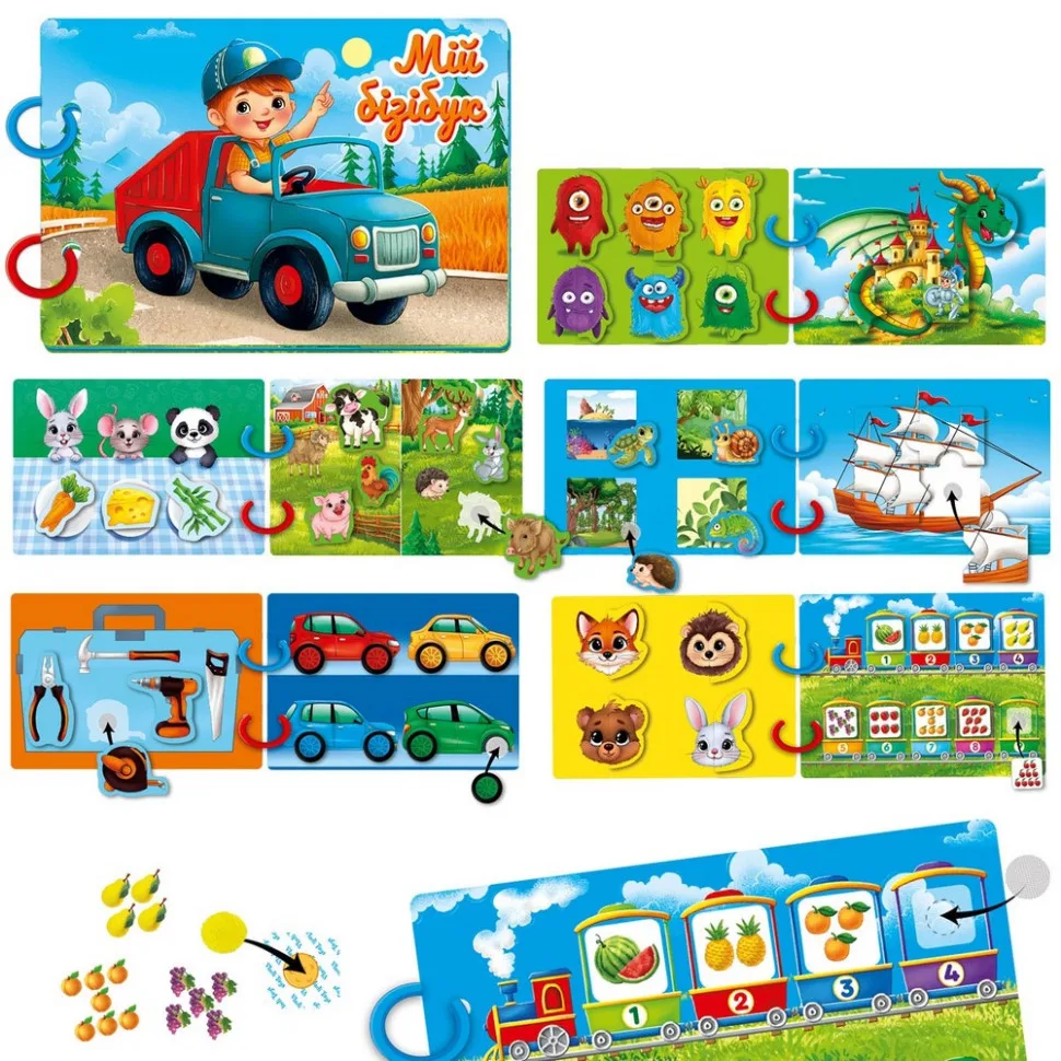 Дитяча розвиваюча книжка Vladi Toys картон 22х15 см для хлопчиків 51 елемент