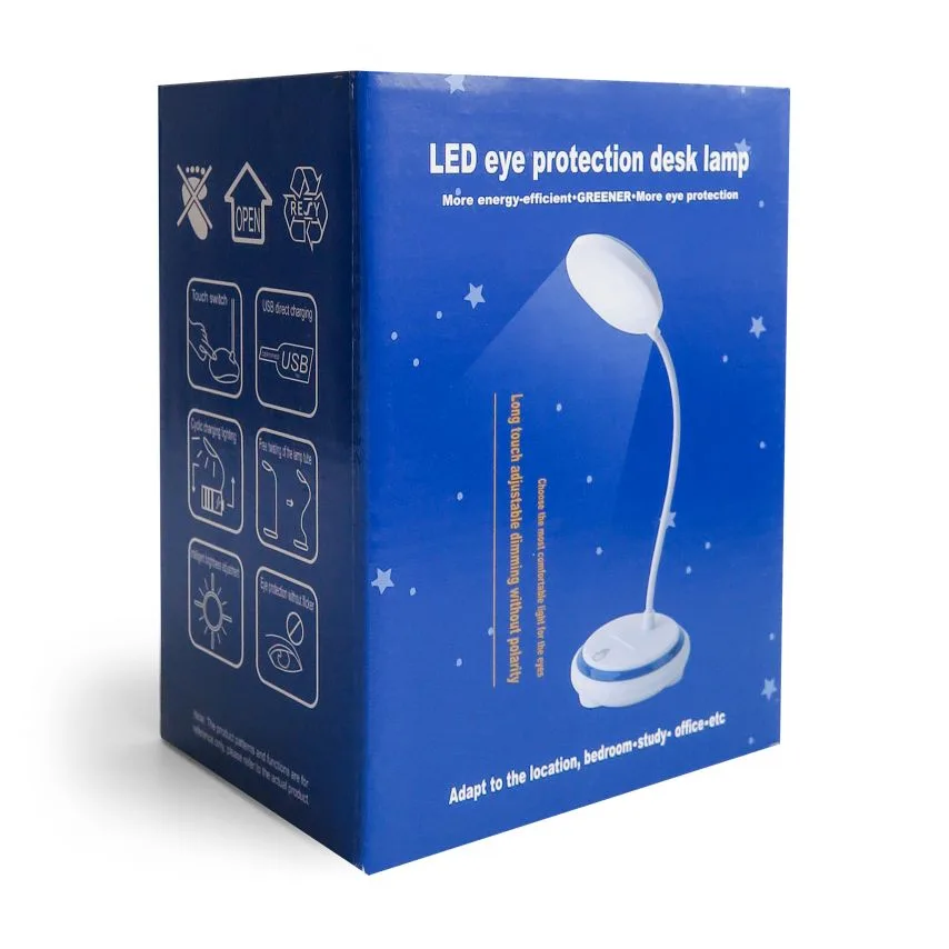 Настольная LED лампа пластиковая 6000K белая синяя 400mAh