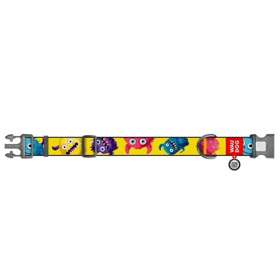 Нашийник WAUDOG Nylon XXL 46-70 см нейлоновий малюнок "Мохнаті монстри" 35 мм