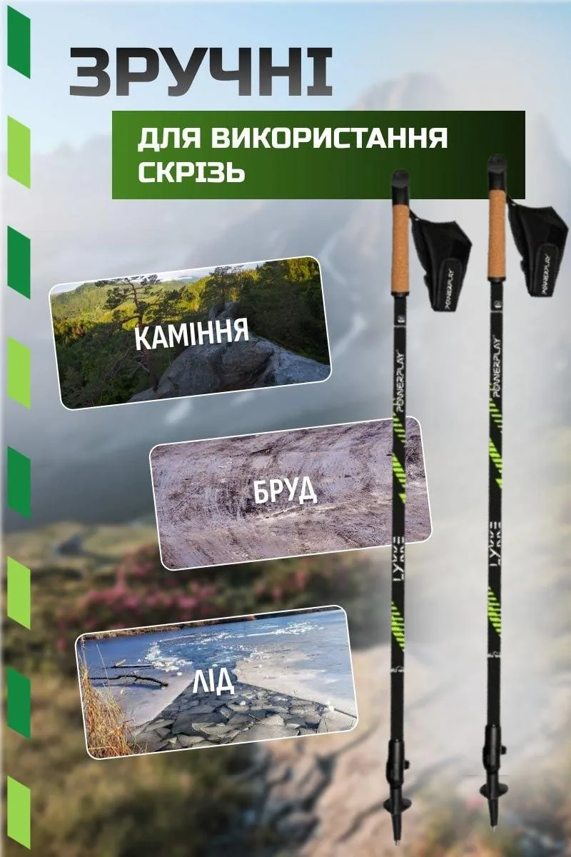 Палиці для скандинавської ходьби Active Point алюміній 80-135 см чорні з чобітками та чохлом