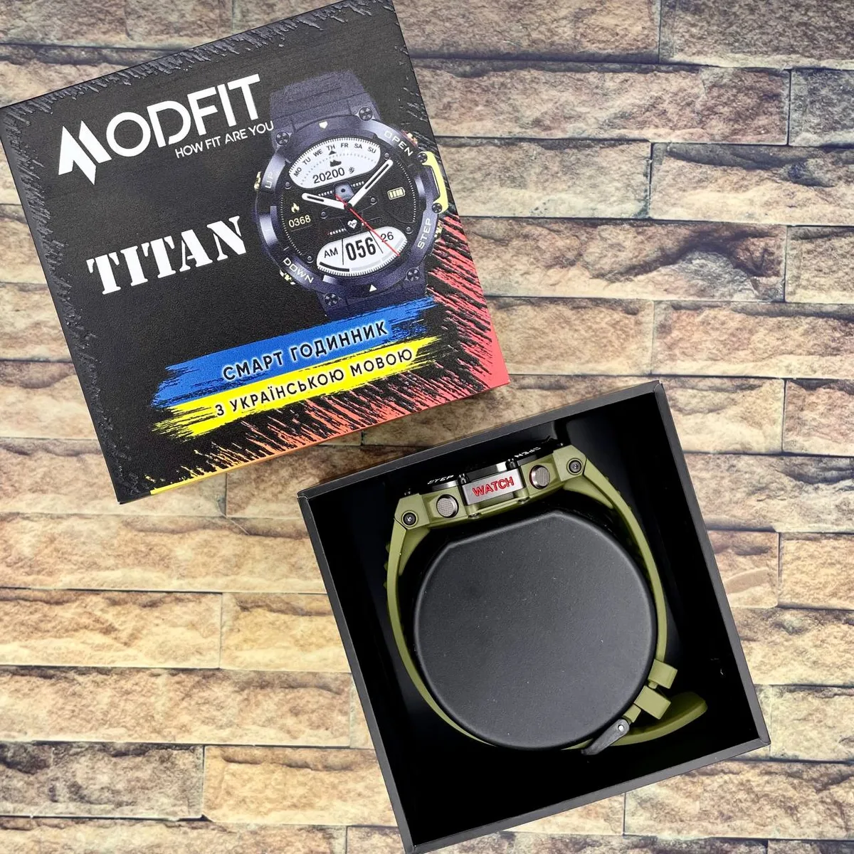 Розумні годинники Modfit полімер сталь 35 мм Армійський зелені