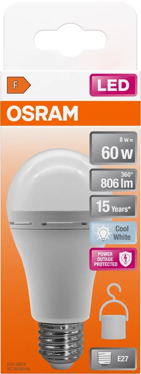 Лампа OSRAM LED E27 8Вт 806Лм 4000К A60 акумуляторна