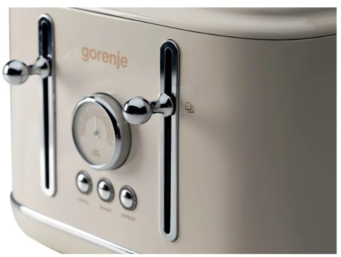Тостер Gorenje пластик метал 28,8х20,9х30,9 см бежевий 4 тости 7 режимів 1150 Вт