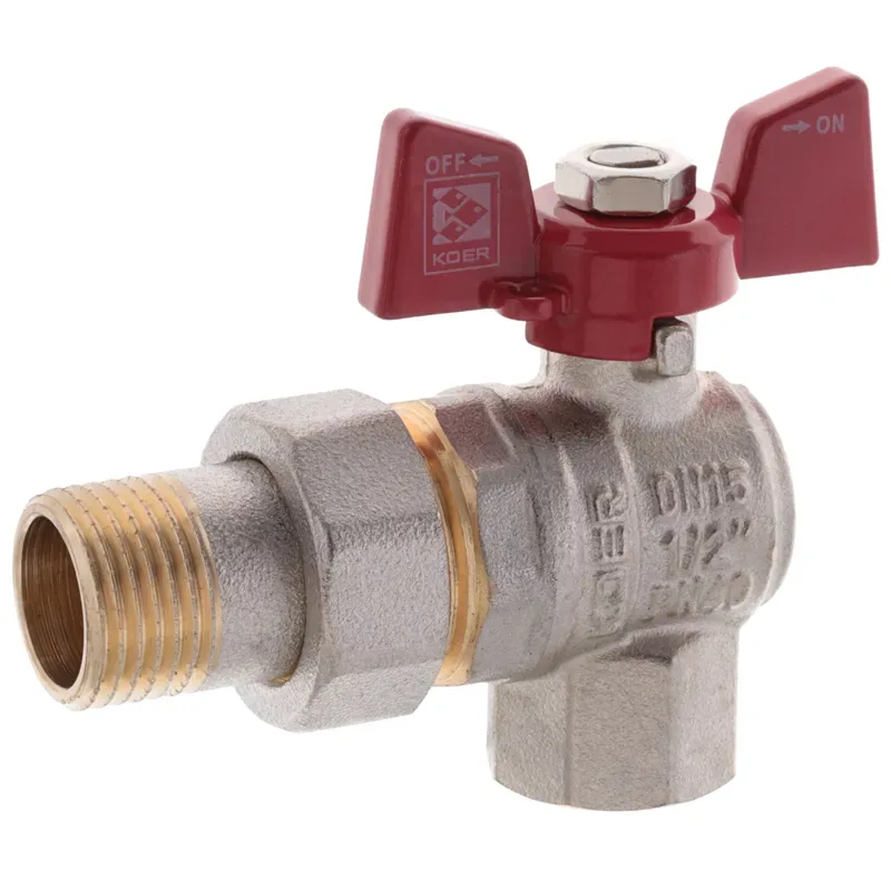 Угловой кран 1/2" латунь никелированный KR.228 бабочка стальная