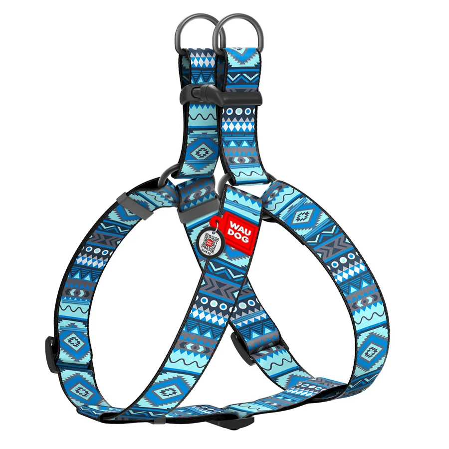 Шлейка WAUDOG Nylon XL 35 мм Нейлон Этно синий 70-100 см