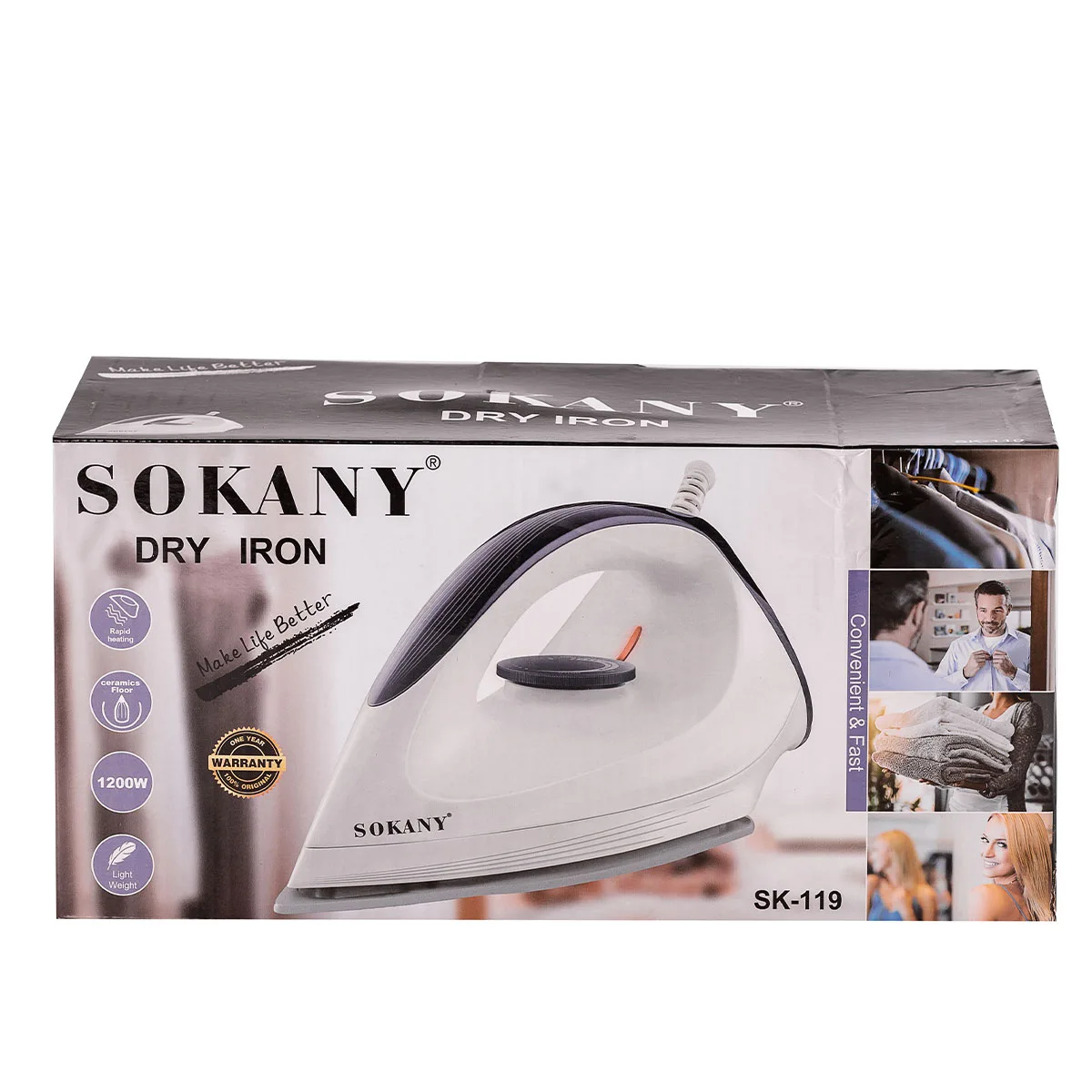 Праска з парою Sokany керамічна 1200 Вт чорна