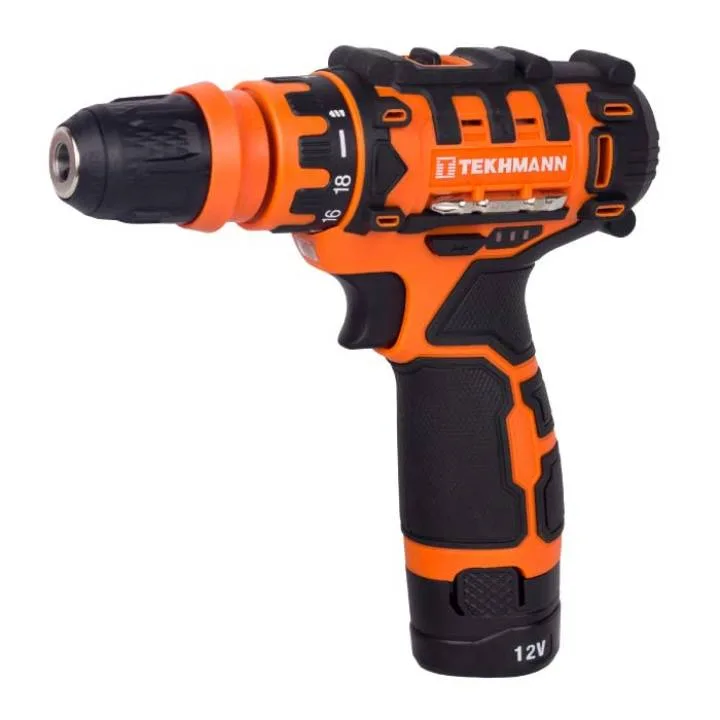 Акумуляторний шурупокрут-дриль Tekhmann TCD-12/2 DFR 12В 2х2А·год 20Нм 350·1500об/хв вагою 1.1кг