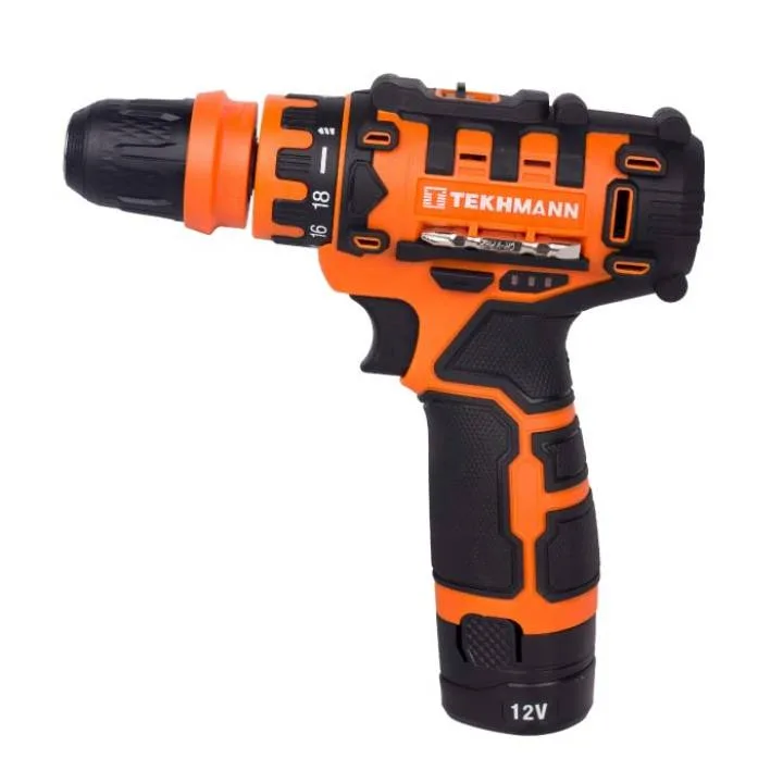 Акумуляторний шурупокрут-дриль Tekhmann TCD-12/2 DFR 12В 2х2А·год 20Нм 350·1500об/хв вагою 1.1кг