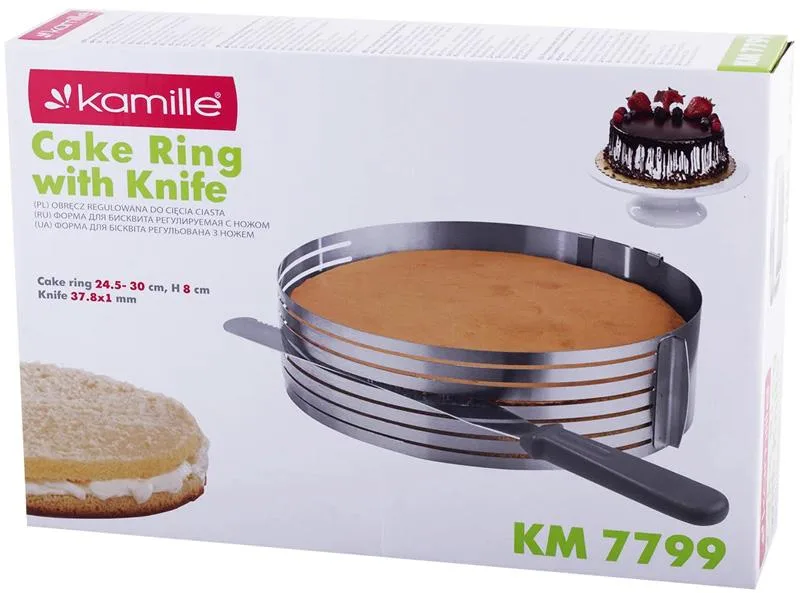 Форма Kamille для нарізки бісквіту нержавіюча сталь 24,5-33 см срібляста