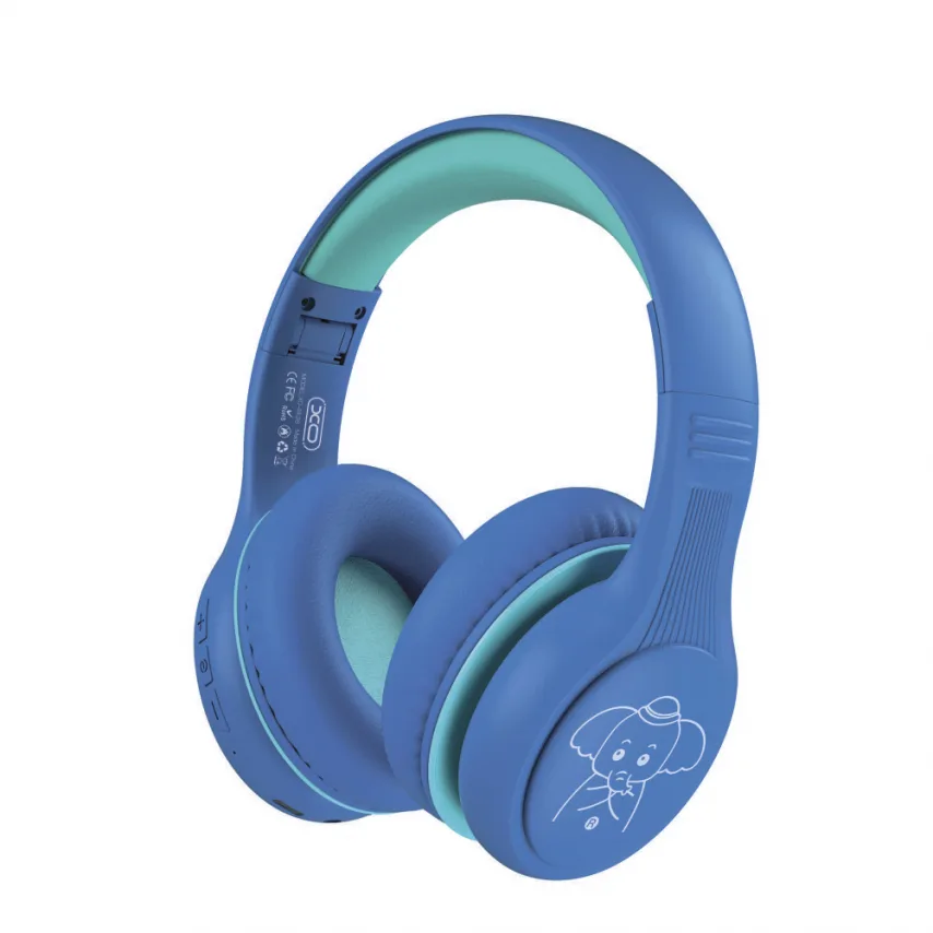Детские наушники Bluetooth XO, искусственная кожа, 180х160х70 мм, синие.