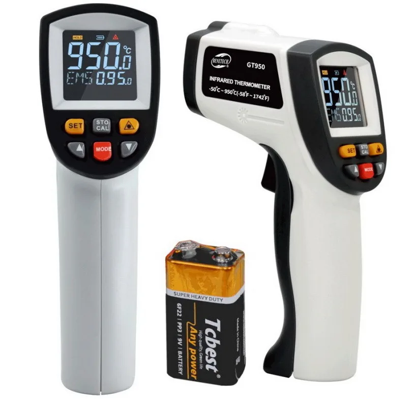 Безконтактний інфрачервоний термометр Benetech GT950 -50-950 °C кольоровий дисплей 12:1