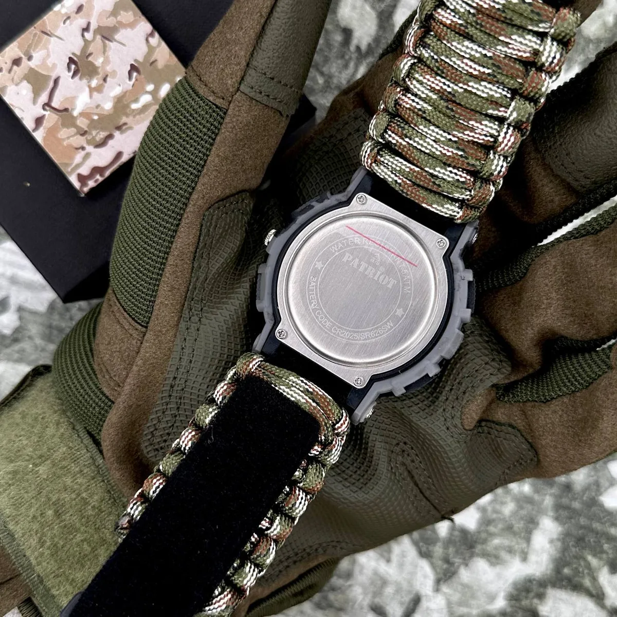 Годинники Patriot Полімер 51х51 мм Сірі камуфляж Паракорд