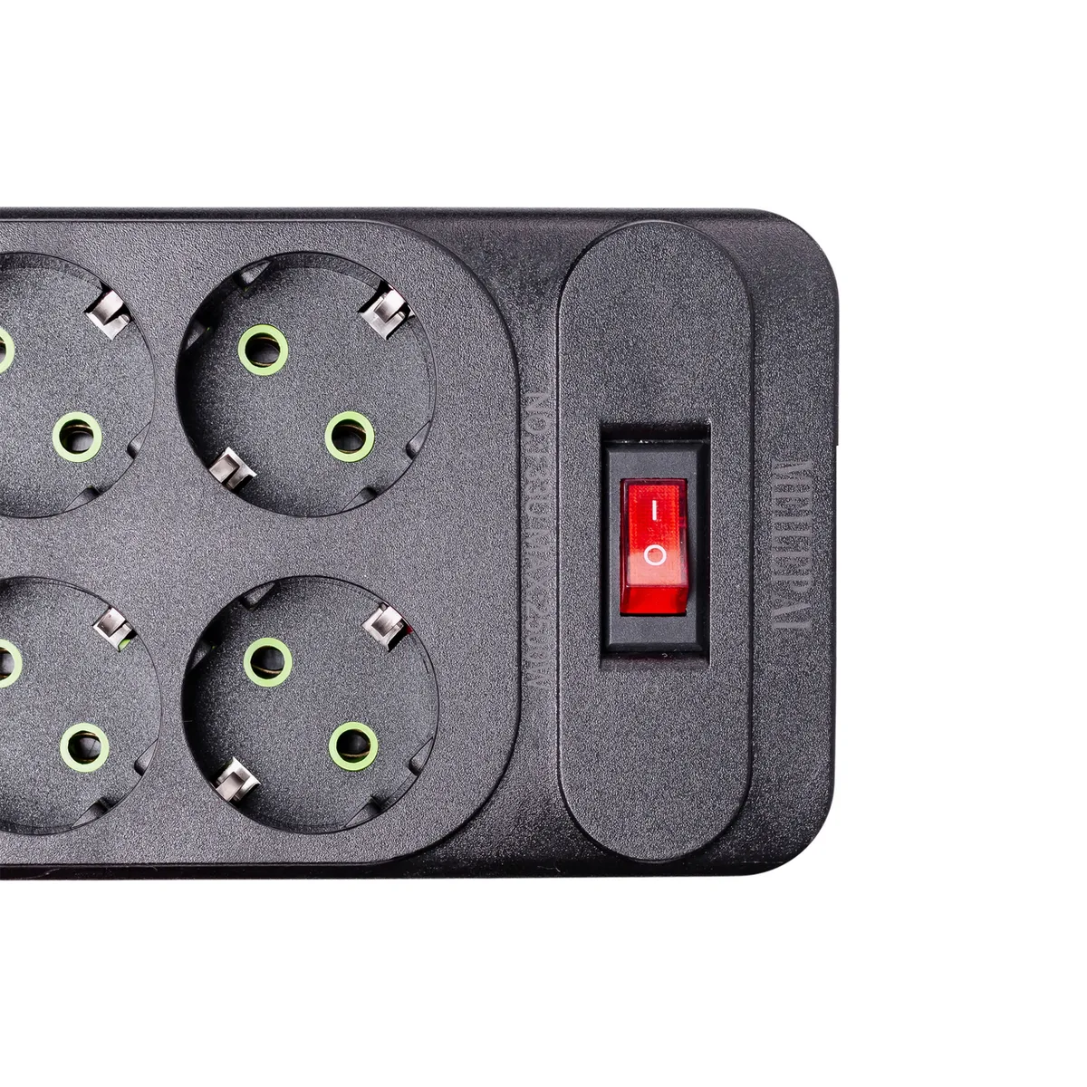Сетевой фильтр удлинитель 3 м 6 розеток 4 USB 2 Type-C Черный термостойкий АБС-пластик