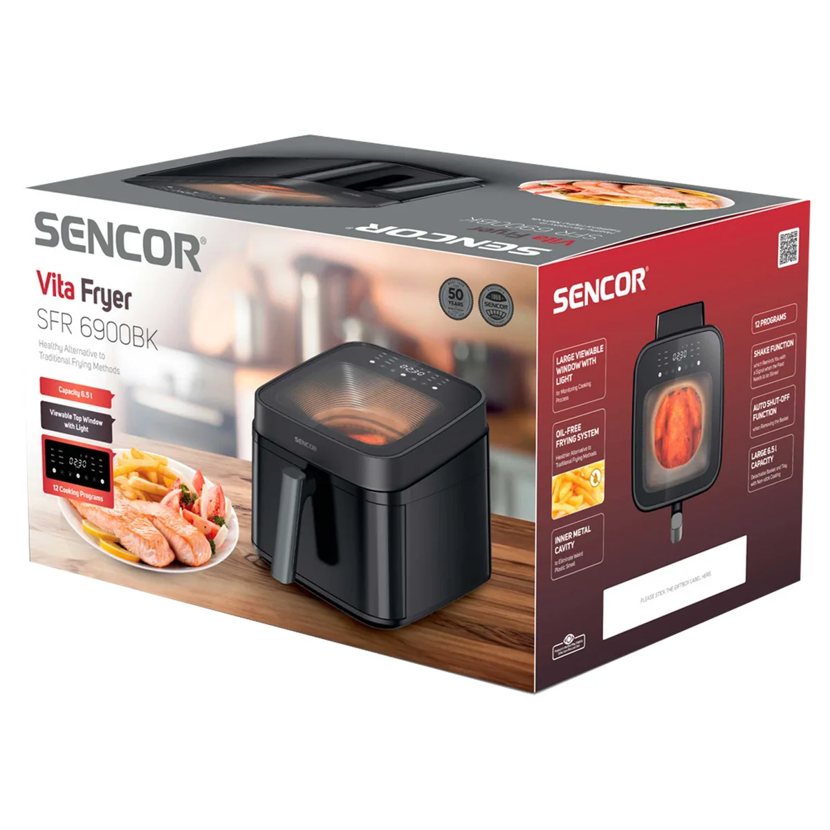 Мультипіч Sencor Vita 1700Вт, чаша-6,5л, сенсорне керув., з віконцем, 12 програм, пластик, чорний