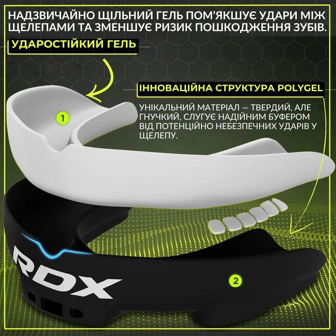Капа RDX термопластик доросла 12+ чорна/біла