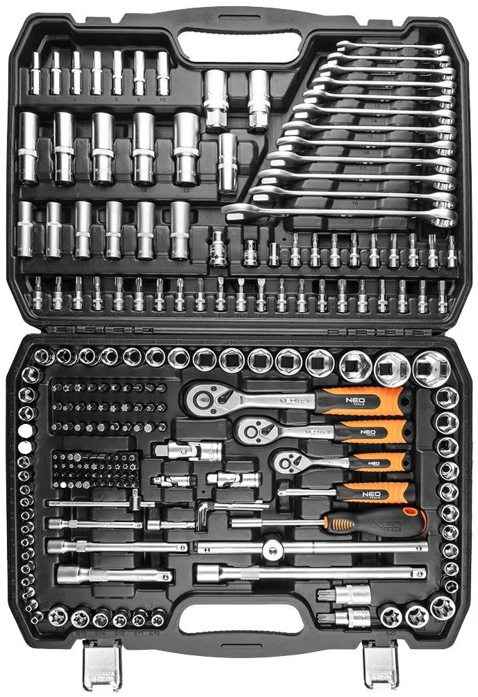 Набір інструментів Neo Tools, 1/2", 1/4", 3/8", CrV, 216шт