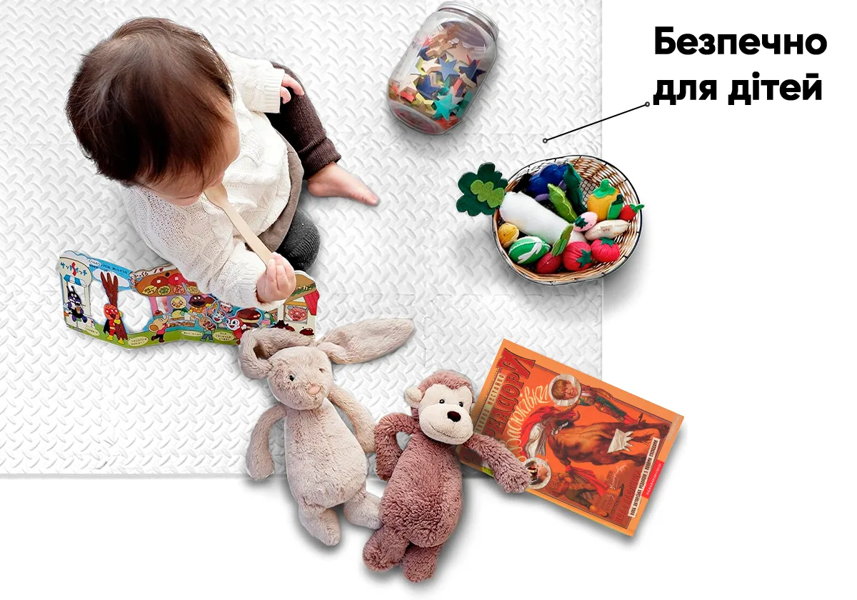 Татамі мат EasyFit EVA 60х60 см білий 4 шт ласточкин хвіст