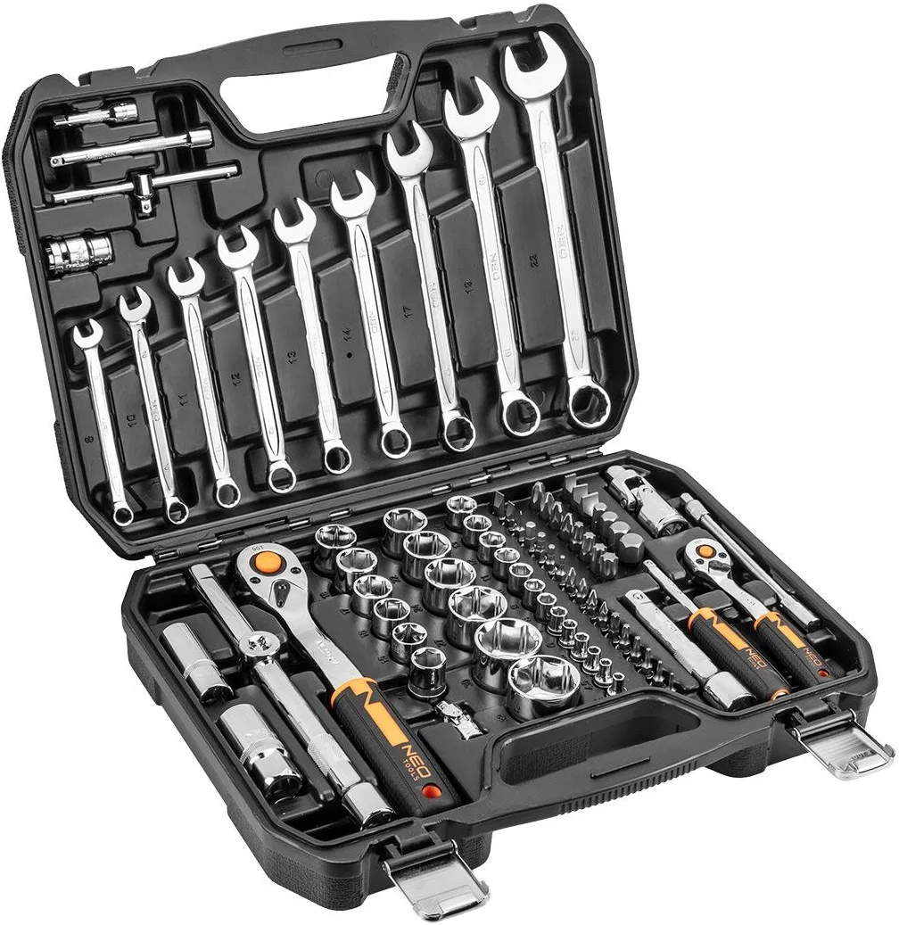 Набір інструментів Neo Tools, 1/2", 1/4", CrV, кейс, 82шт