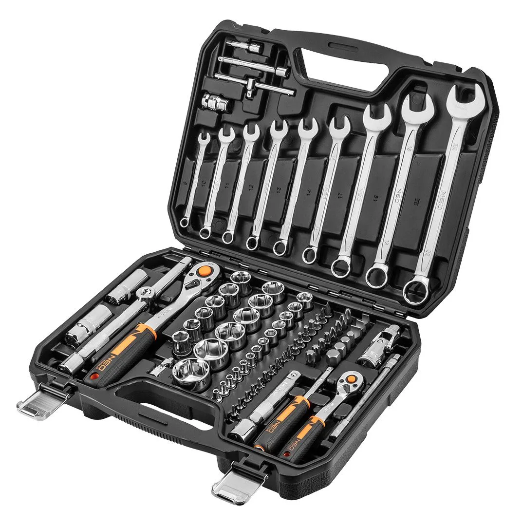 Набір інструментів Neo Tools, 1/2", 1/4", CrV, кейс, 82шт