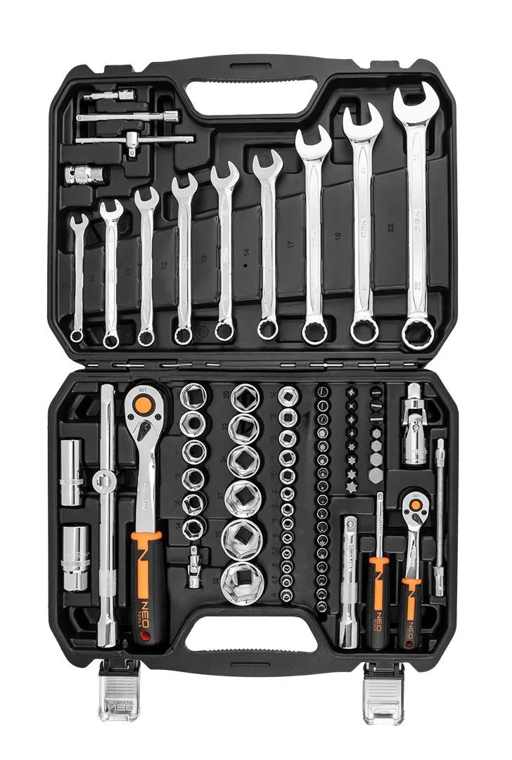 Набір інструментів Neo Tools, 1/2", 1/4", CrV, кейс, 82шт