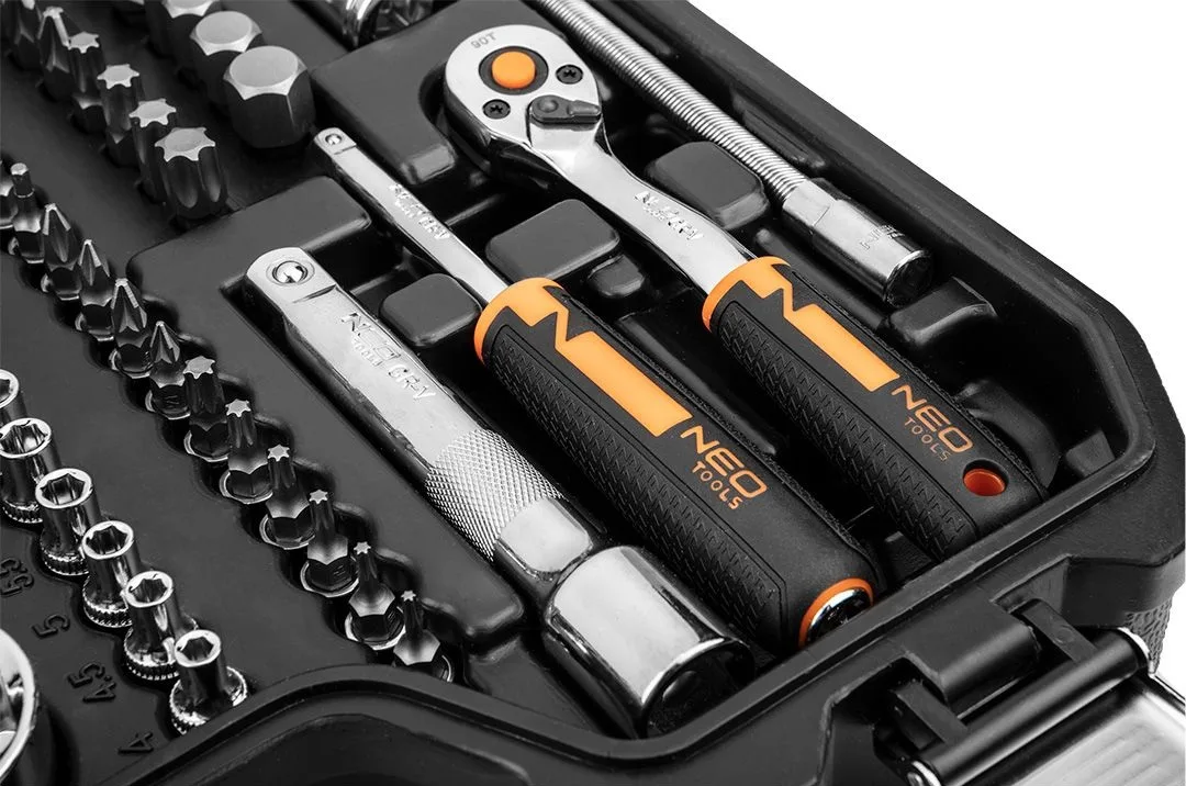 Набір інструментів Neo Tools, 1/2", 1/4", CrV, кейс, 82шт
