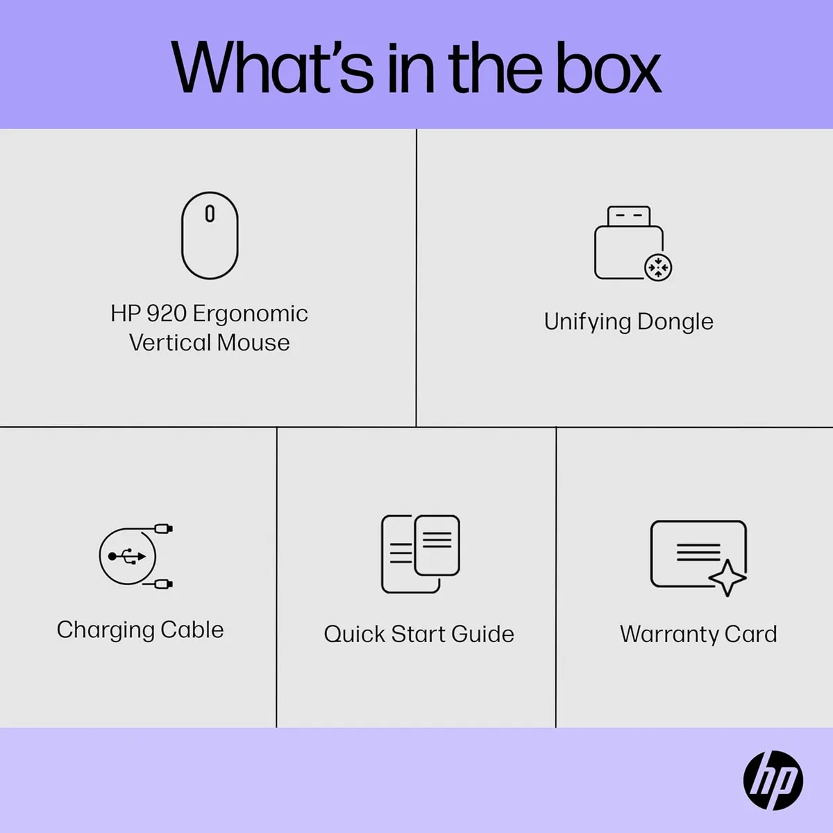 Миша HP 920 Эргономическая вертикальная, WL/BT, черная
